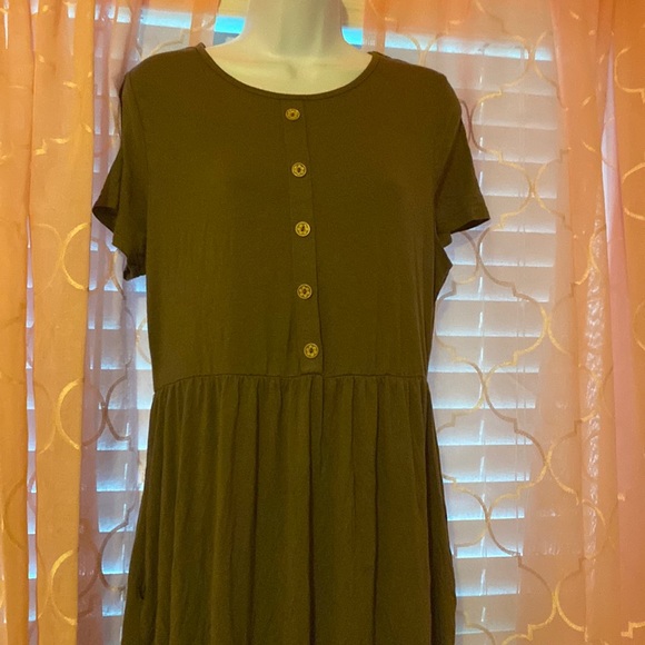 Dresses & Skirts - Large olive green dress. Has pockets on the side of the dress.